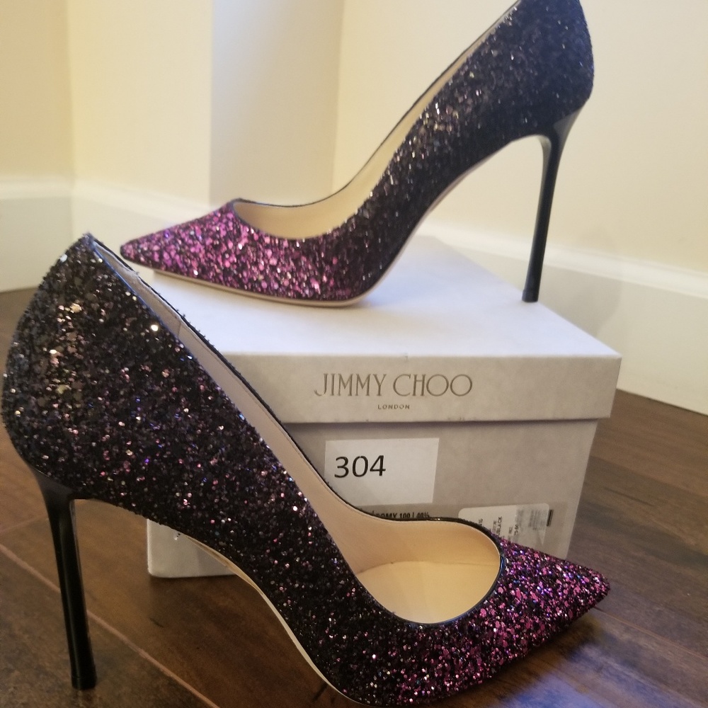 SOLD!! Jimmy Choo ROMY pink glitter degrade heels - Picture 4 of 7